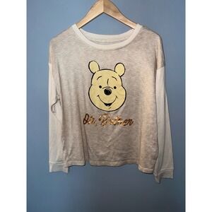 Disney Winnie the Pooh Oh Bother Graphic Long Sleeve Top Tan Cream Medium 8-10